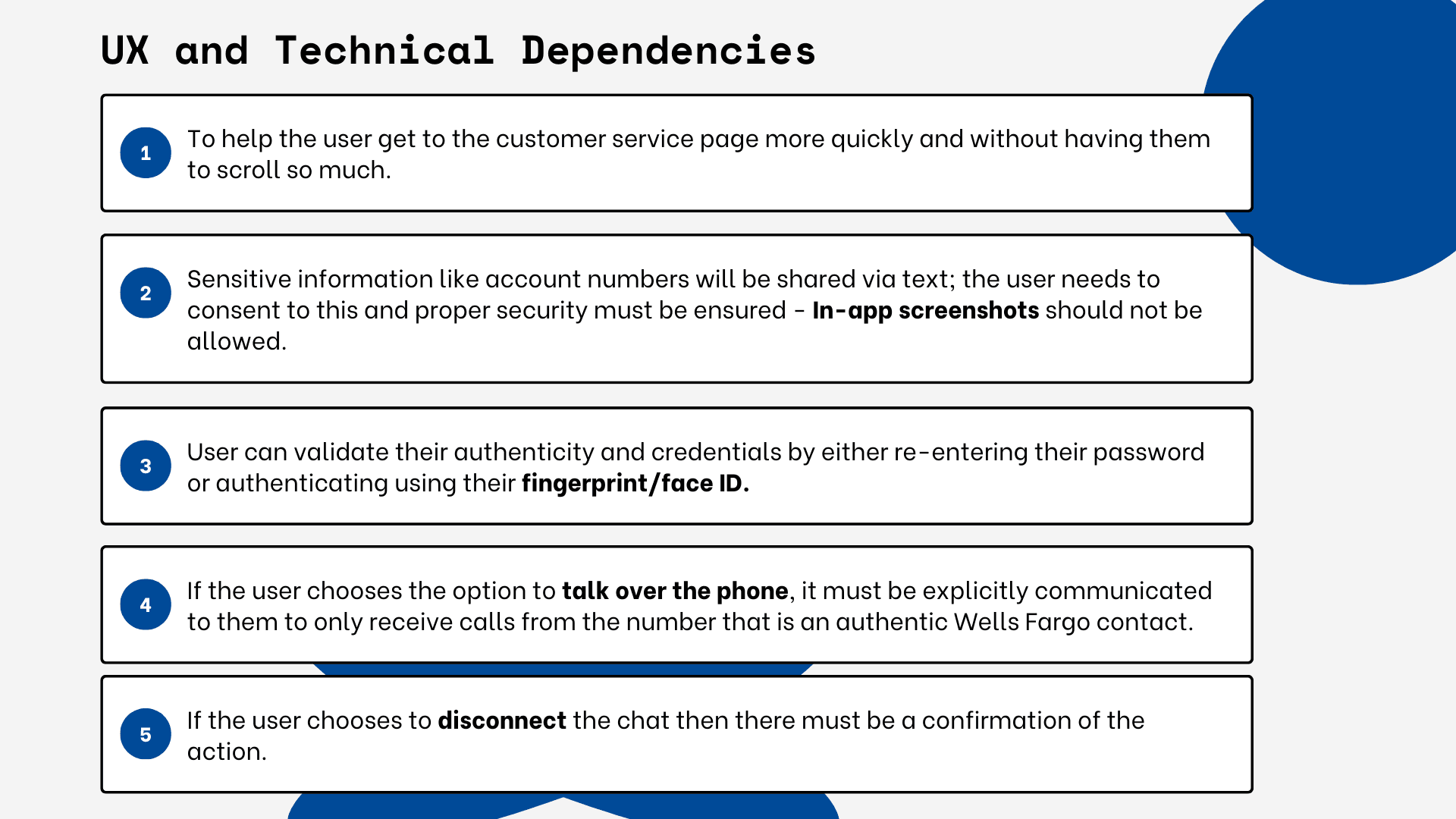 UX and technical dependencies: consent, authentication, and call-verification requirements the audit surfaced.